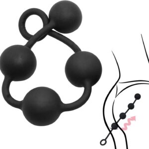 Silicone Balls Chain with 4 Balls Plugs for Sexual Stimulation Gradually, Dildo Beads Sex Toy Men Women Extra Long Hook Anus Masturbator Sex Toy (L)