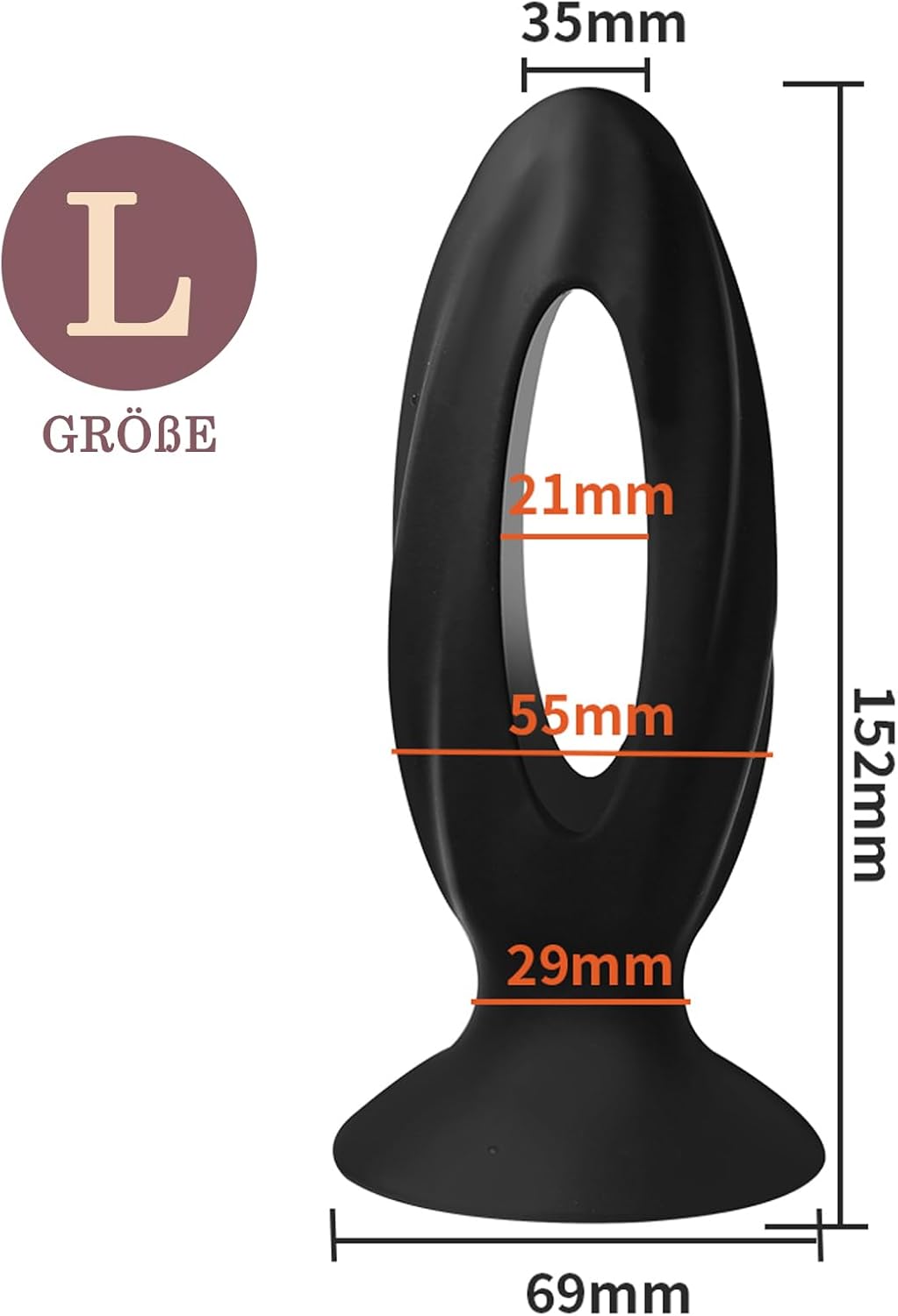 AMZII Plug for Men Women Beginners Hollow Butt Plug Dildos Sex Toy Both with Dildo Suction Cup, Dildo Plug Butt Plug Balls Spreader Dilos Men's Toys (L) – Bild 2