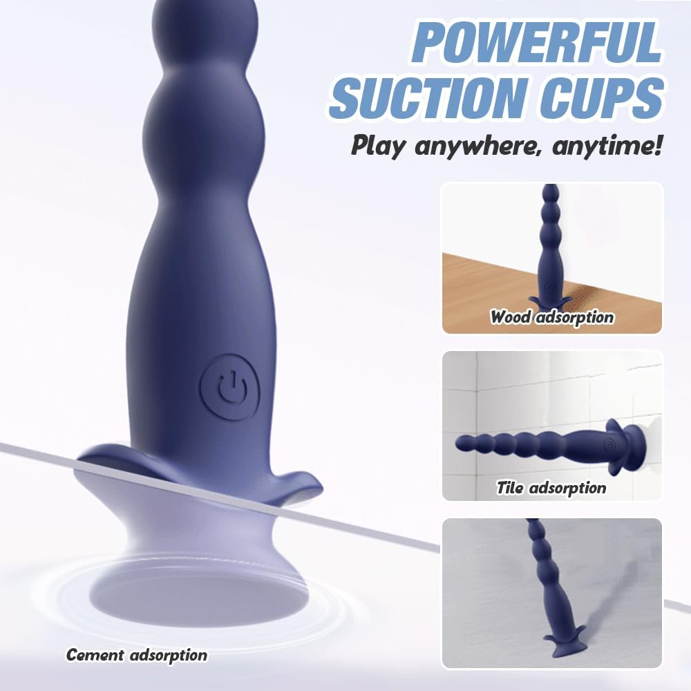 Analkugeln Analvibrator, 14.3 CM Analkette mit 5 Anal Beads & 10 Vibrationsmodi, Prostata Stimulation Männer, Analperlen Anal Dildo, Analvibratoren für Mann Frau Paare, Dunkelblau – Bild 5