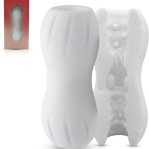 BDSMYOU Masturbator Sex Toy for Men, White Masturbator Cup Pocket Pussy, Masturbating for Men, Pocket Pussy with 3D Vagina Love Tunnel, Travel Pussy Case Training Device