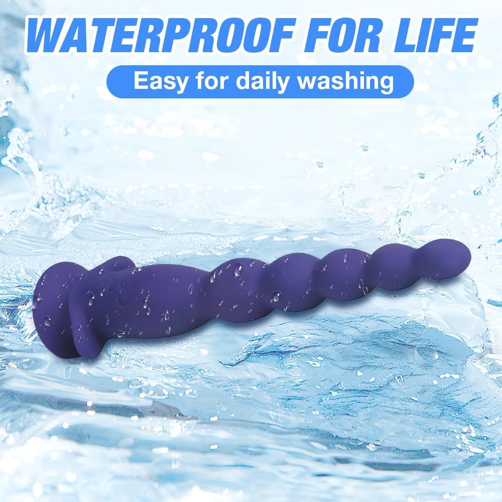Analkugeln Analvibrator, 14.3 CM Analkette mit 5 Anal Beads & 10 Vibrationsmodi, Prostata Stimulation Männer, Analperlen Anal Dildo, Analvibratoren für Mann Frau Paare, Dunkelblau – Bild 4
