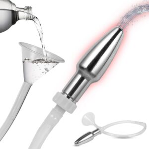 AMZII 2-in-1 Butt Shower Plug, 7-Hole Enema Butt Plug with 500 mm Shower Hose + Funnel Enema Syringe, Shower for Intercourse, Plug for Women Men, Enema Dildo