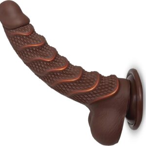 AMZII 5.0 Dildo, Plug, Wavy Dildos, Realistic Dildo with Suction Cup, Dilo Tail Plug for Women Men, Dilos Men, Plug, Balls, Chain, Butt Plug (Brown, XL)