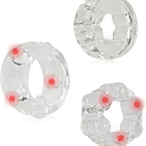 AMZII 3 Ring Cock Ring Sex Toy Set Men Cock Rings for Men Rubber Rings Glans Ring Testicle Rings Ball Stretcher Sleeve Sex Toy for Couples Men (Transparent)