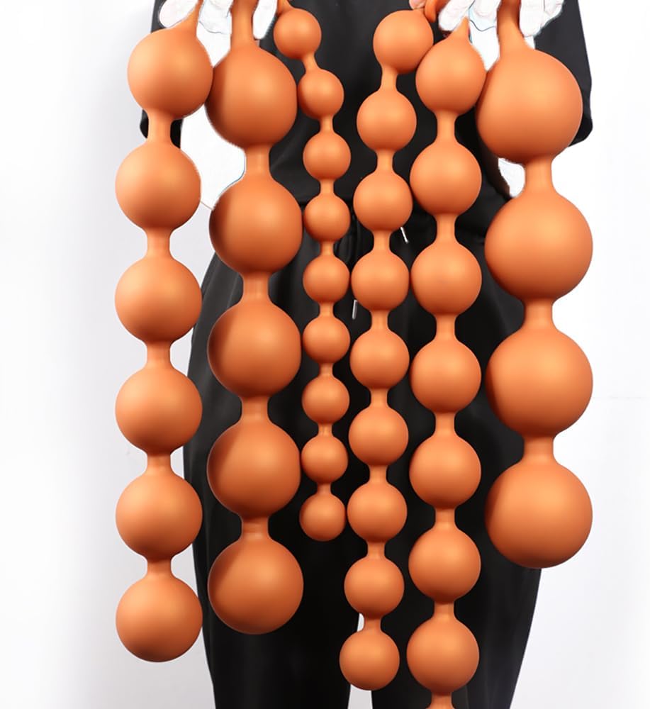 Jixaxe Extra Long Balls Big Silicone Plug Chain Beads Dilator Butt Plug Trainer Prostate Massager Stimulator Masturbator SM Extreme Sex Toy for Men Women Couples (M) – Bild 3
