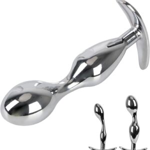 GeRRiT Stainless Steel Plug Dildo with T-Handle Anus Dilator Prostate Massage Butt Plug Bondage SM Dildo Erotic Masturbation Sex Toy for Men Women Gay (L)