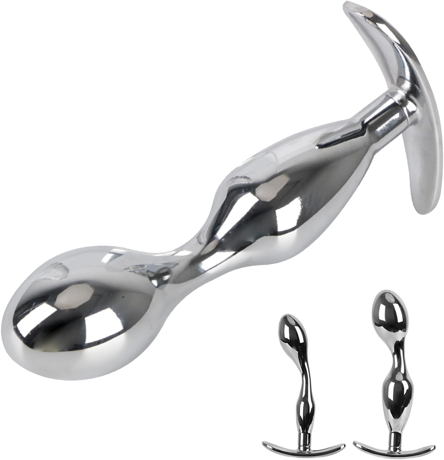 GeRRiT Stainless Steel Plug Dildo with T-Handle Anus Dilator Prostate Massage Butt Plug Bondage SM Dildo Erotic Masturbation Sex Toy for Men Women Gay (L)