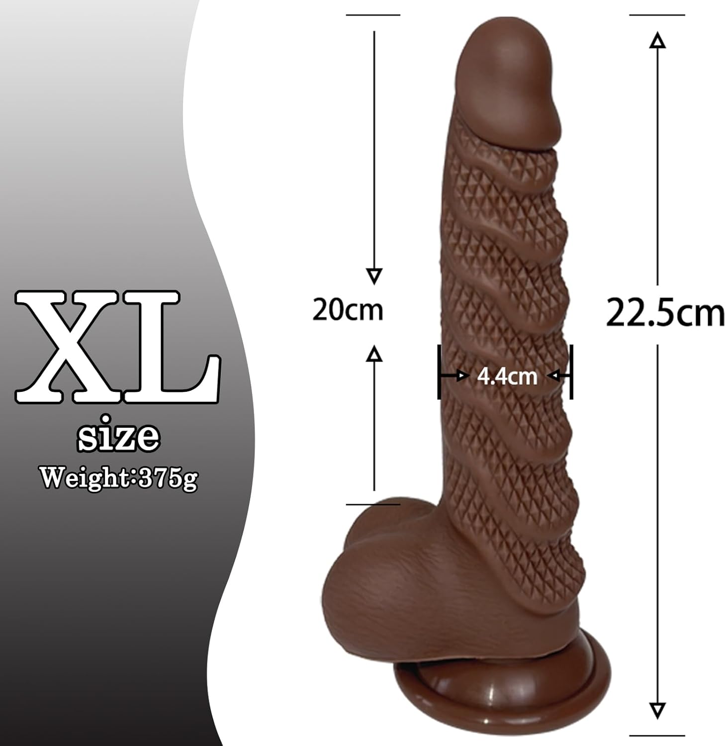 AMZII 5.0 Dildo, Plug, Wavy Dildos, Realistic Dildo with Suction Cup, Dilo Tail Plug for Women Men, Dilos Men, Plug, Balls, Chain, Butt Plug (Brown, XL) – Bild 7