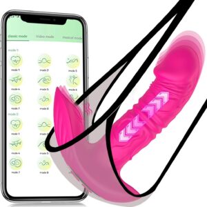 Portable Telescopic Dildo Vibrator with App Remote Control Quiet Strong Push Function Vibrators for Her G Spot and Clitoris Stimulator 9 x 9 Vibration Modes Sex Toy for Women Couples