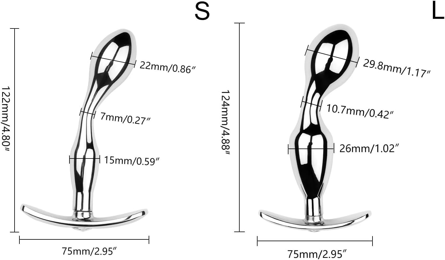 GeRRiT Stainless Steel Plug Dildo with T-Handle Anus Dilator Prostate Massage Butt Plug Bondage SM Dildo Erotic Masturbation Sex Toy for Men Women Gay (L) – Bild 6