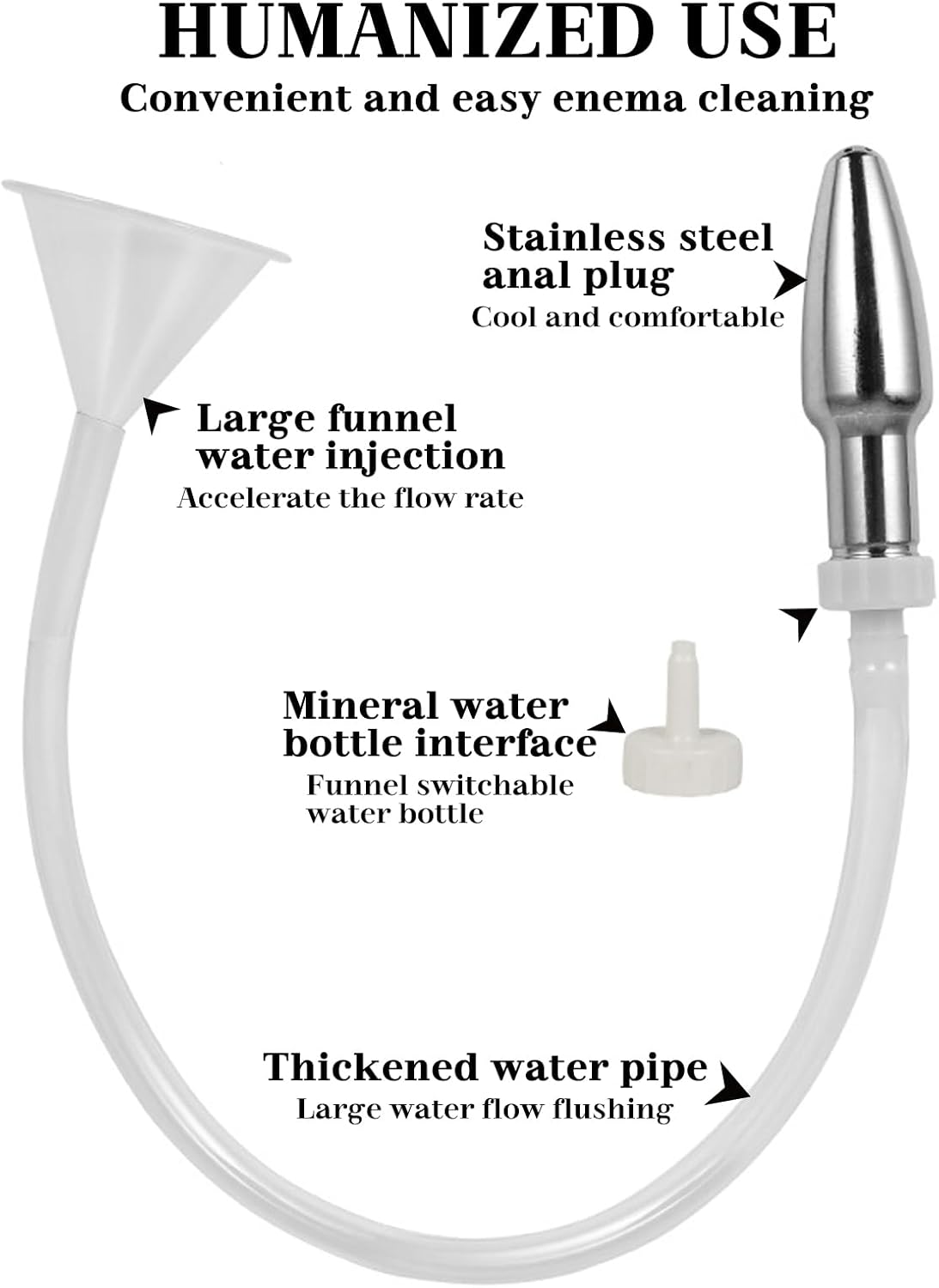 AMZII 2-in-1 Butt Shower Plug, 7-Hole Enema Butt Plug with 500 mm Shower Hose + Funnel Enema Syringe, Shower for Intercourse, Plug for Women Men, Enema Dildo – Bild 3
