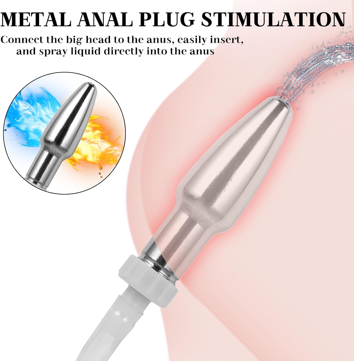 AMZII 2-in-1 Butt Shower Plug, 7-Hole Enema Butt Plug with 500 mm Shower Hose + Funnel Enema Syringe, Shower for Intercourse, Plug for Women Men, Enema Dildo – Bild 5