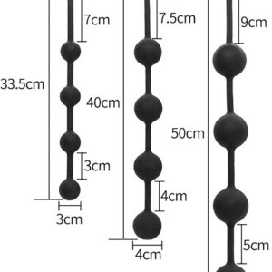 Black Unisex Silicone Plug 490 mm Diameter 50 mm 4 Pull Beads with Ring Handle | YILUQIFLY Butt Plug Trainer Sex Toy Prostate Massage BDSM Stimulation Beginner Balls for Men Women Couples