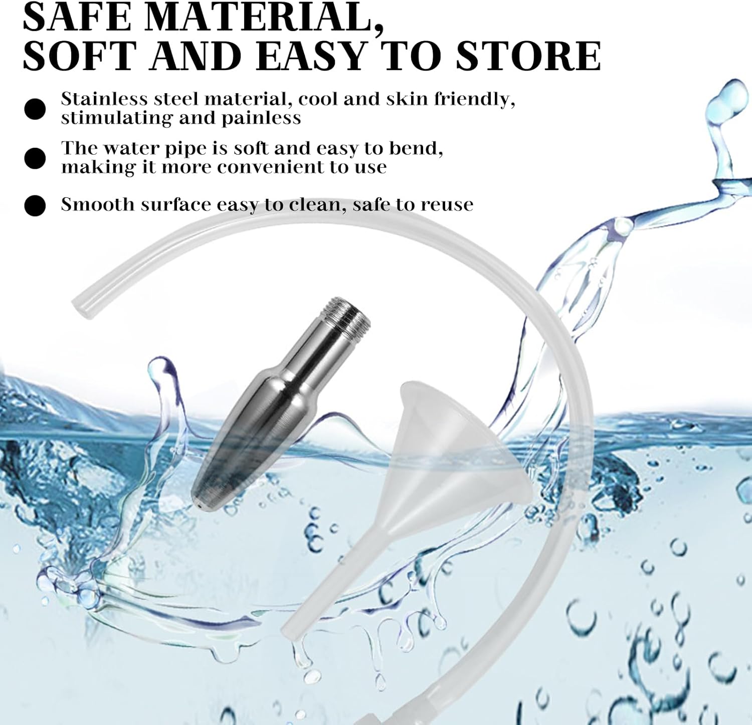 AMZII 2-in-1 Butt Shower Plug, 7-Hole Enema Butt Plug with 500 mm Shower Hose + Funnel Enema Syringe, Shower for Intercourse, Plug for Women Men, Enema Dildo – Bild 6