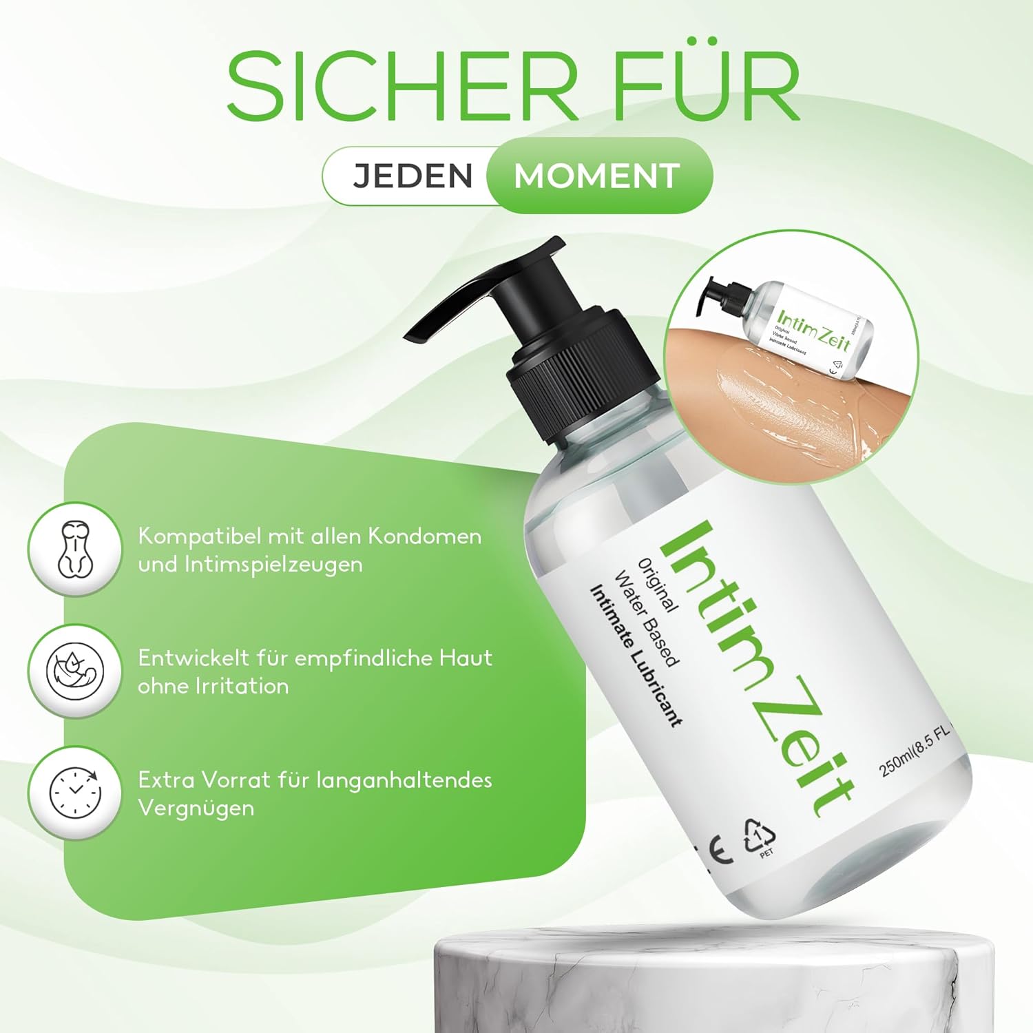 Lubricant Gel 250 ml - Water-Based Lubricant, Skin-Friendly & Condom Safe, Moisturising, Odourless & Tasteless, For Intimate Area & Massage – Bild 3