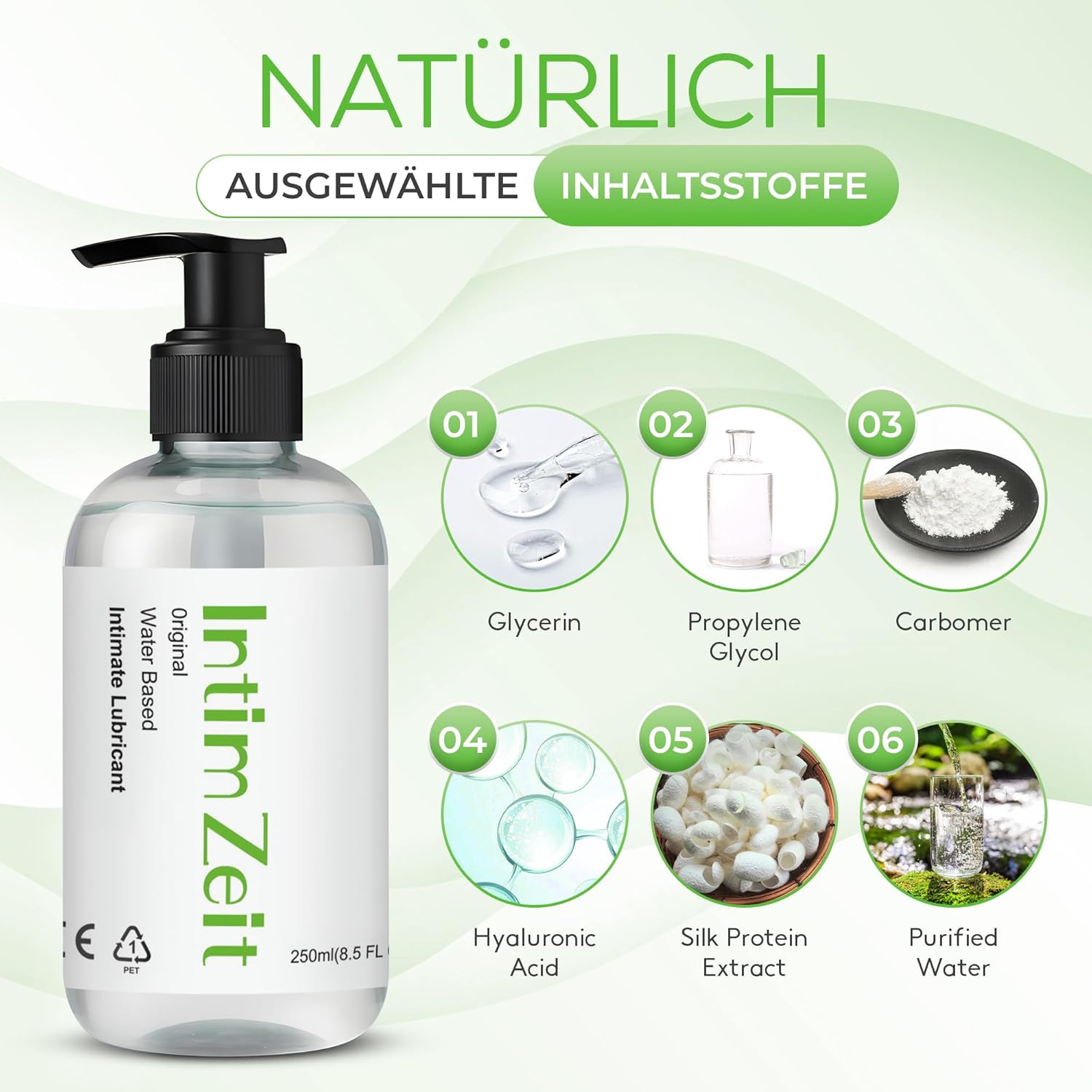 Lubricant Gel 250 ml - Water-Based Lubricant, Skin-Friendly & Condom Safe, Moisturising, Odourless & Tasteless, For Intimate Area & Massage – Bild 6