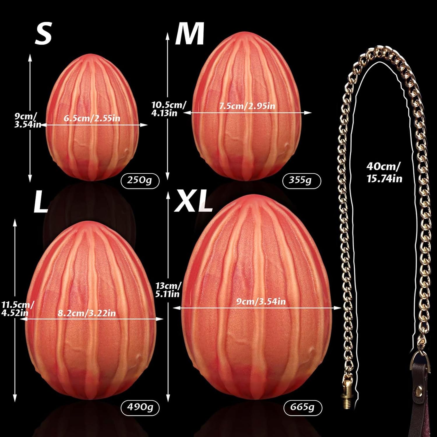 Balls Chain Beads Butt Plug Balls Toy Egg Shape 40 cm Chain with Multiple Balls Flexible Prostate Massage Intensive Play SM Sex Toy for Couples Men Women (XL) – Bild 4