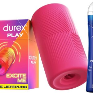 Bundle of Durex Play Feel Lubricant – Water Based, Gentle, pH Friendly + Durex Slide & Ride Masturbation Case – Soft & Studded Masturbation Sleeve – Sex Toy for Men & Couples