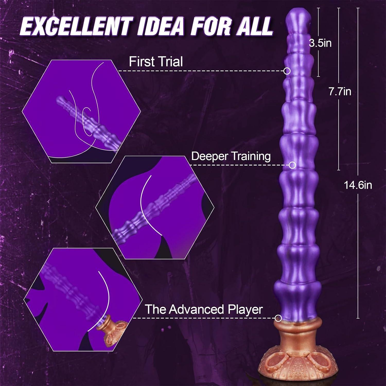 43cm Extra Lang Analplug Silikon Anal Dildo Anal Kette mit Saugnapf Superweich Analdildo Butt Plug Prostata Stimulator Masturbator Anus Dilatator SM Sexspielzeug für Frauen Männer – Bild 3