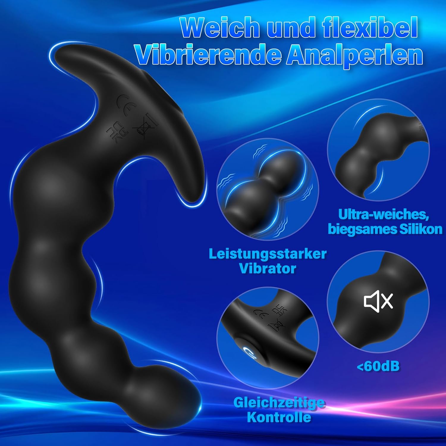 Vibrators Sex Toy Vibrator Butt Plug 14 cm Plug with 9 Vibration Modes, Rechargeable Silicone Prostate Vibrator & G-Spot Vibrator, Adult Sex Toys for Men Women Couples Pleasure – Bild 3