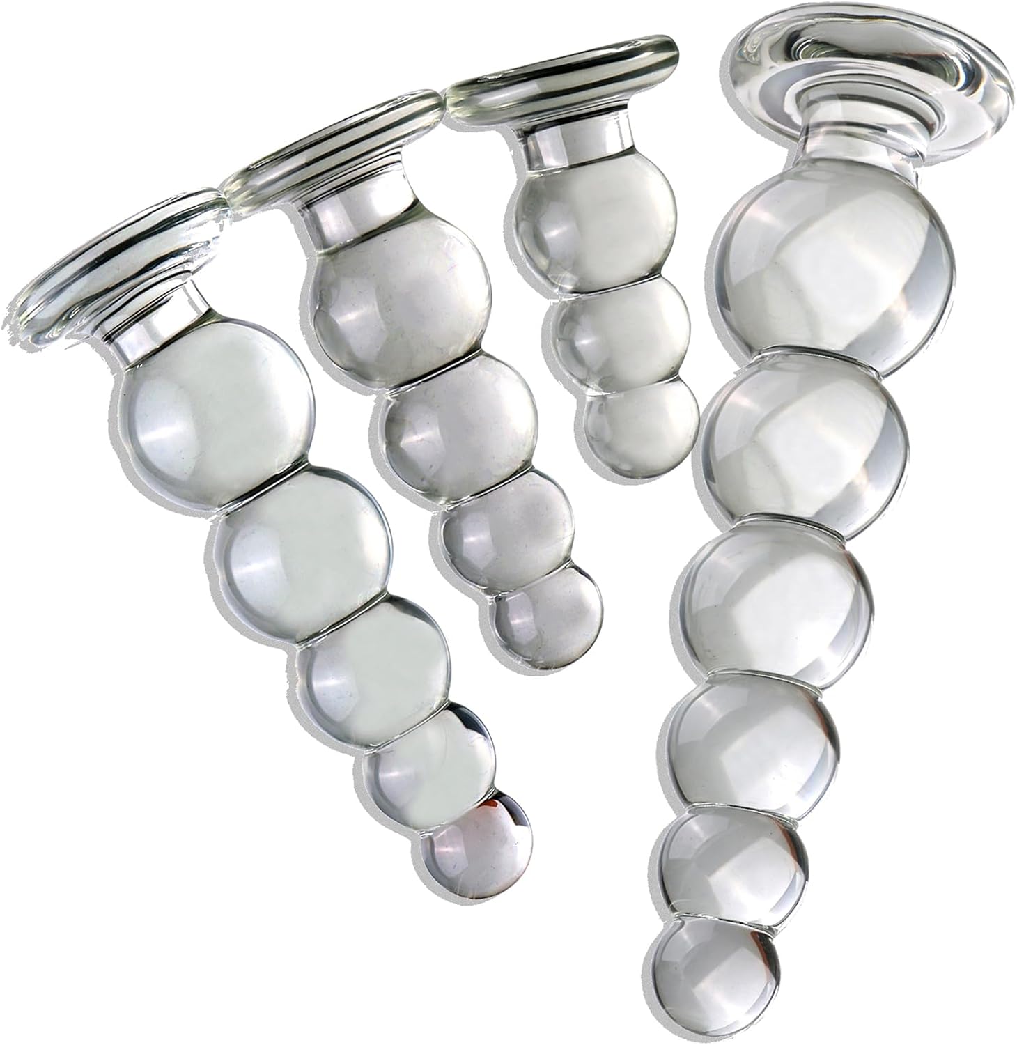 Glass Dildo, Chain Beads with 3/4/5/6 Balls, Smooth Glass Beads, Man, Butt Plug, Transparent Glass Dildo, Gay, SM Sex Toy for Men, Women, Masturbation, Clear, L – Bild 2