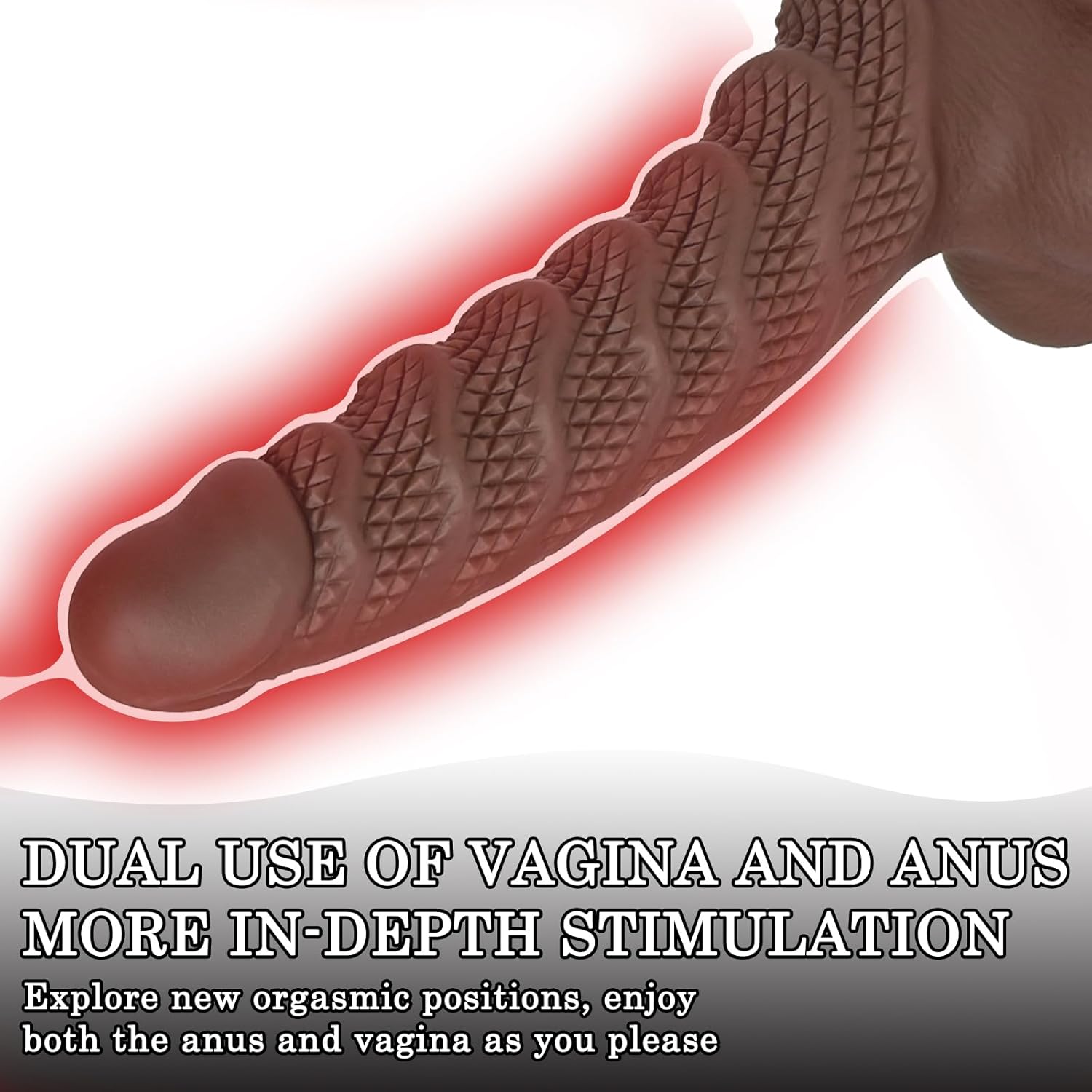 AMZII 5.0 Dildo, Plug, Wavy Dildos, Realistic Dildo with Suction Cup, Dilo Tail Plug for Women Men, Dilos Men, Plug, Balls, Chain, Butt Plug (Brown, XL) – Bild 4