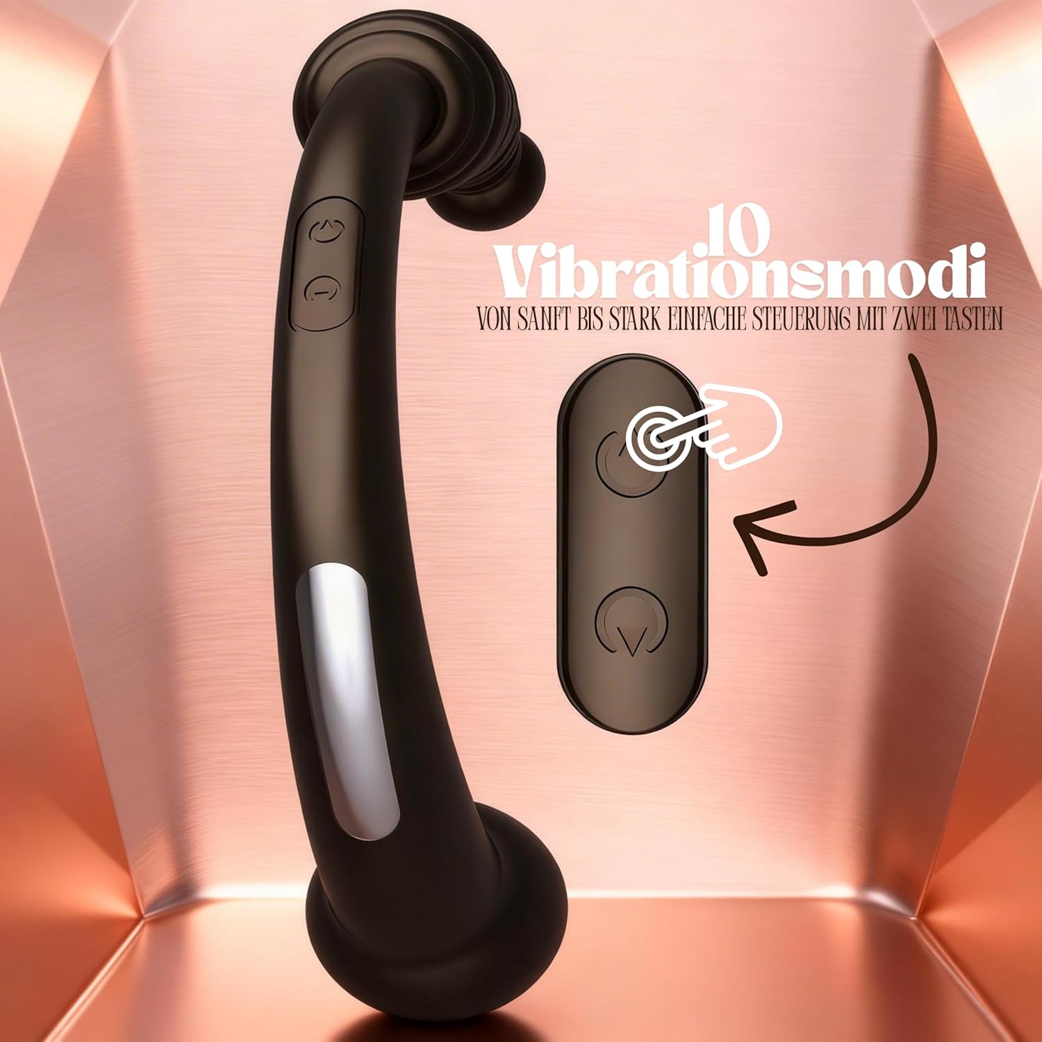 FOPS Double-Sided Strap-On Vibrator 35 cm - Double Dildo for Couples and Lesbians, 10 Modes, Beads & Large Ball (Diameter 4 cm), Extremely Hard for Double Penetration, USB Rechargeable A145 – Bild 3