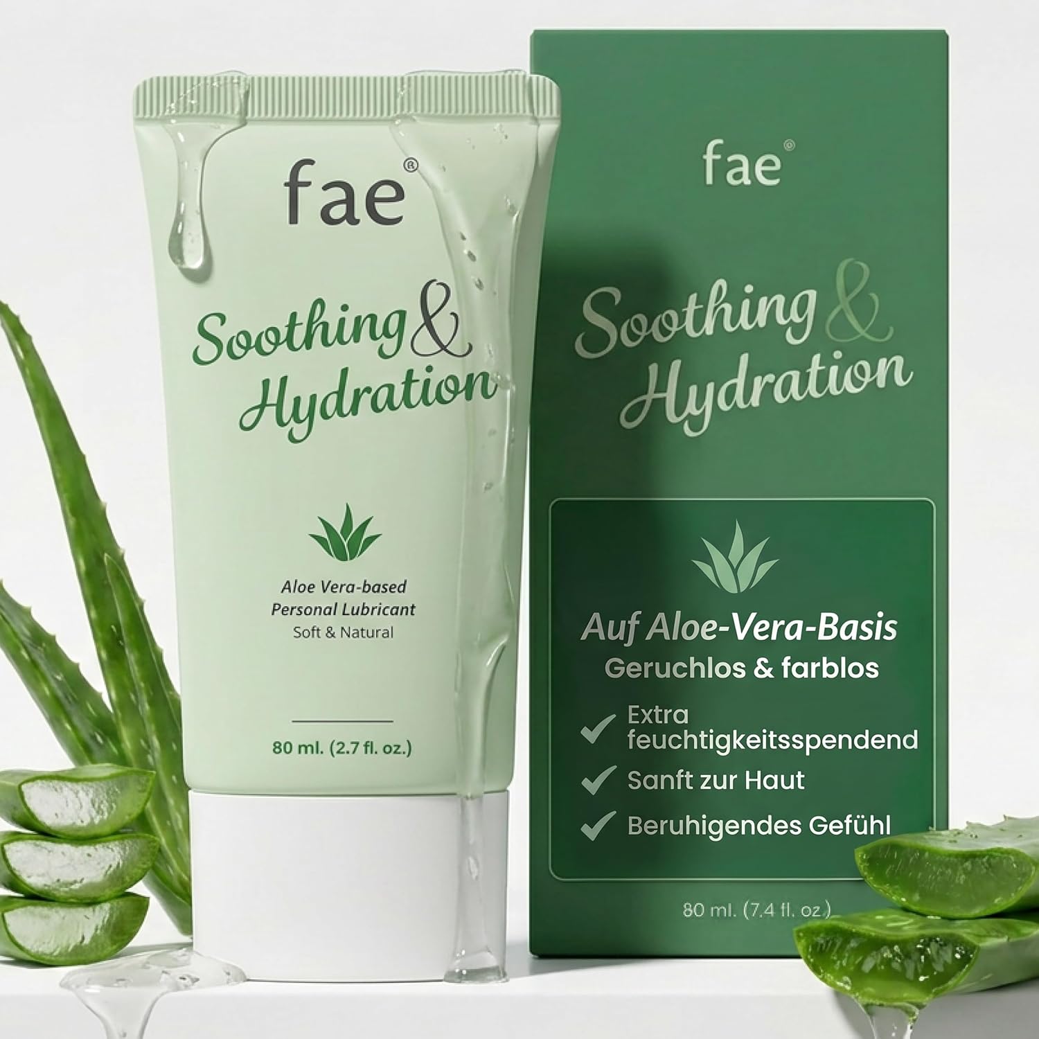 Fae Water-Based Lubricant for Women - 80 ml, Sensitive Lubricant with Aloe Vera, Gentle Intimate Gel for the Intimate Area, pH Skin Neutral, Paraben-Free