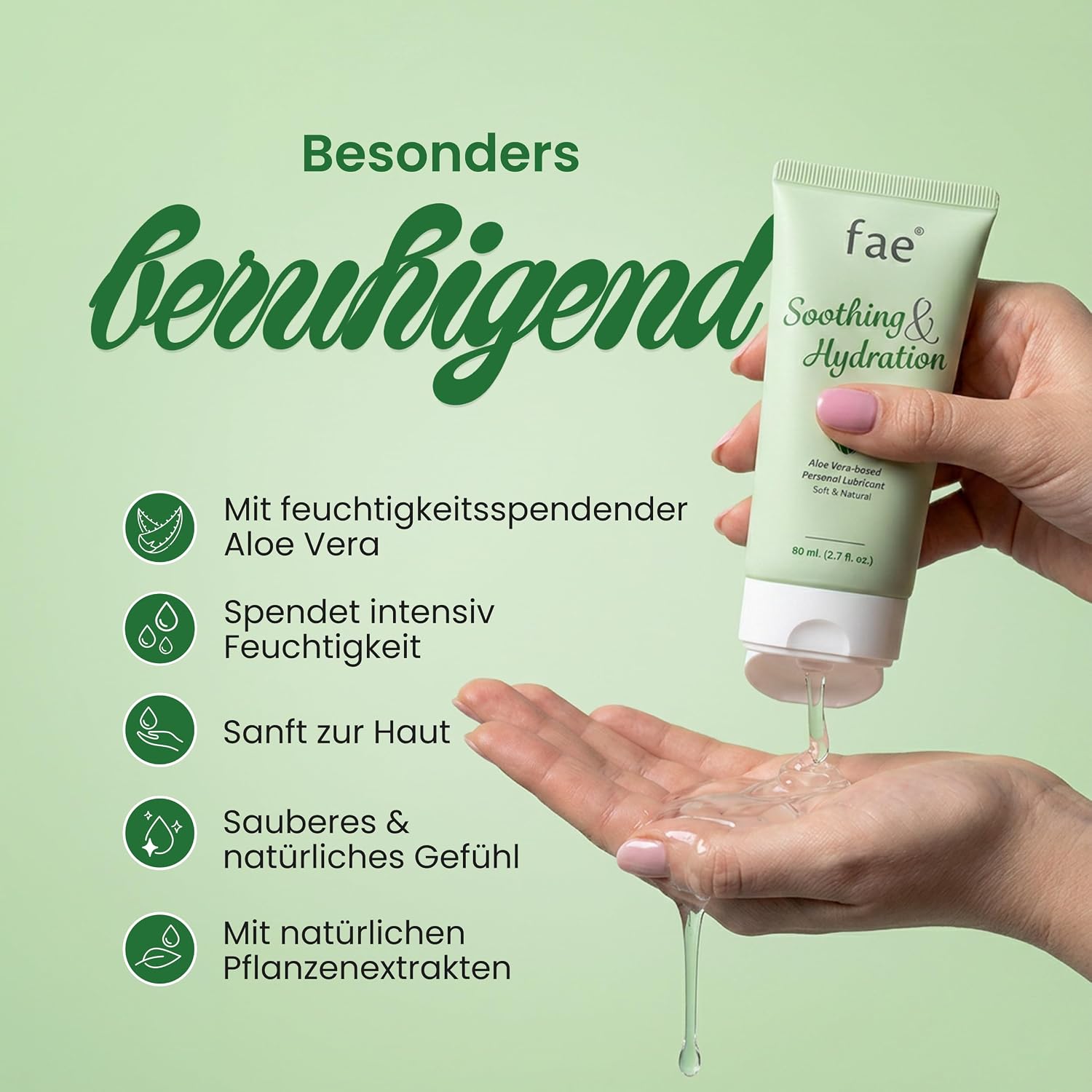 Fae Water-Based Lubricant for Women - 80 ml, Sensitive Lubricant with Aloe Vera, Gentle Intimate Gel for the Intimate Area, pH Skin Neutral, Paraben-Free – Bild 2