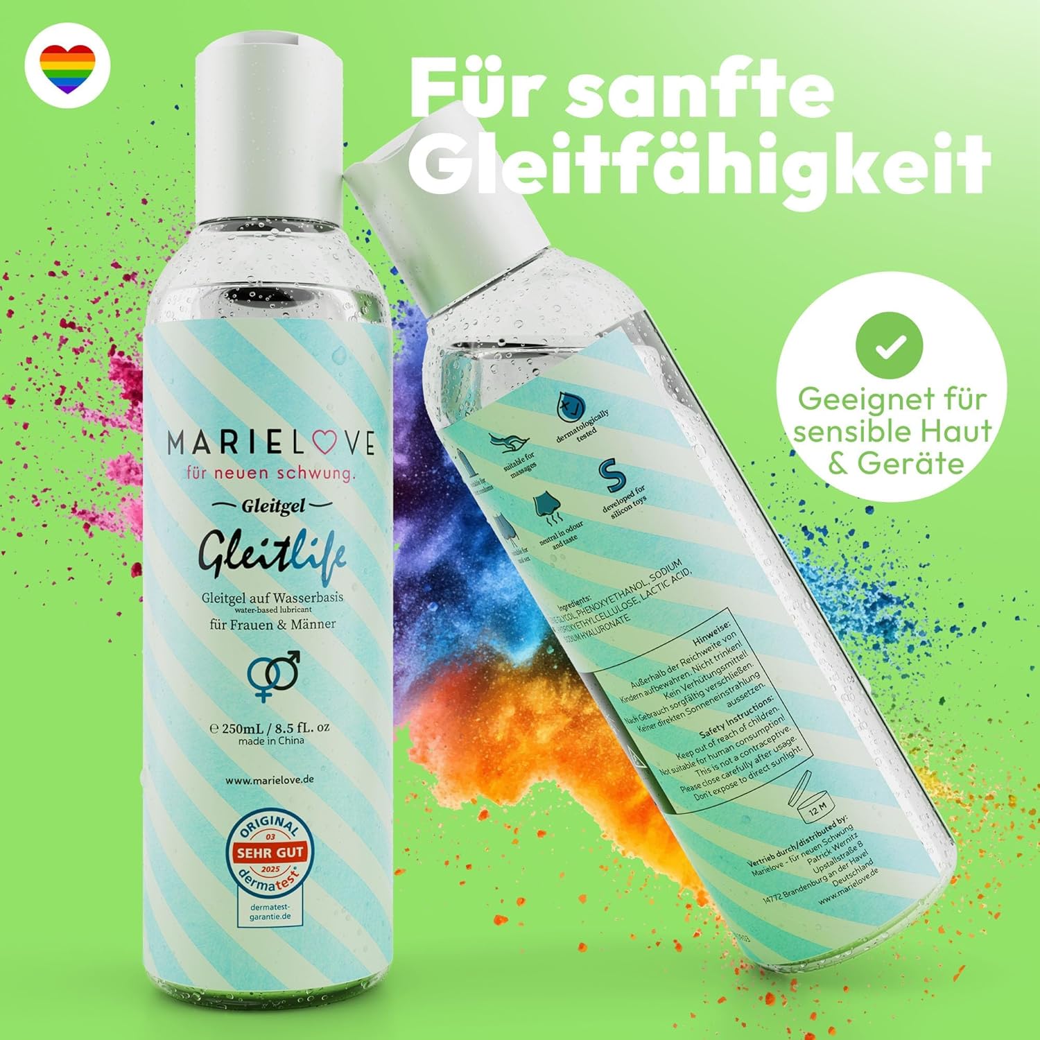 Water-Based Lubricant 250 ml - Odourless & Tasteless - Ideal for Silicone Products & Massagers - Dermatologically Tested - Long-Lasting Lubricant for Men and Women - Pack of 3 – Bild 5