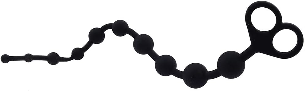 Beauty7 31 cm, Super Flexible Silicone Anal Balls, Anal Chain, Butt Plug, Balls made of Silicone, Anal Dildo, Anal Sex Toy, Anal Masturbator, Anal Plug, Anus Plug with Pull Ring, Colour: Black. – Bild 2