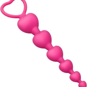 Roluck Heart Shape Silicone Balls with 6 Balls Chain with Handles Plug Sex Toy Masturbator Sex Toy for Beginners Men Women Dildo (Rose)