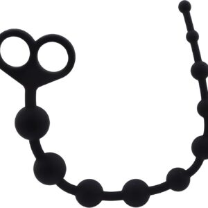 Beauty7 31 cm, Super Flexible Silicone Anal Balls, Anal Chain, Butt Plug, Balls made of Silicone, Anal Dildo, Anal Sex Toy, Anal Masturbator, Anal Plug, Anus Plug with Pull Ring, Colour: Black.