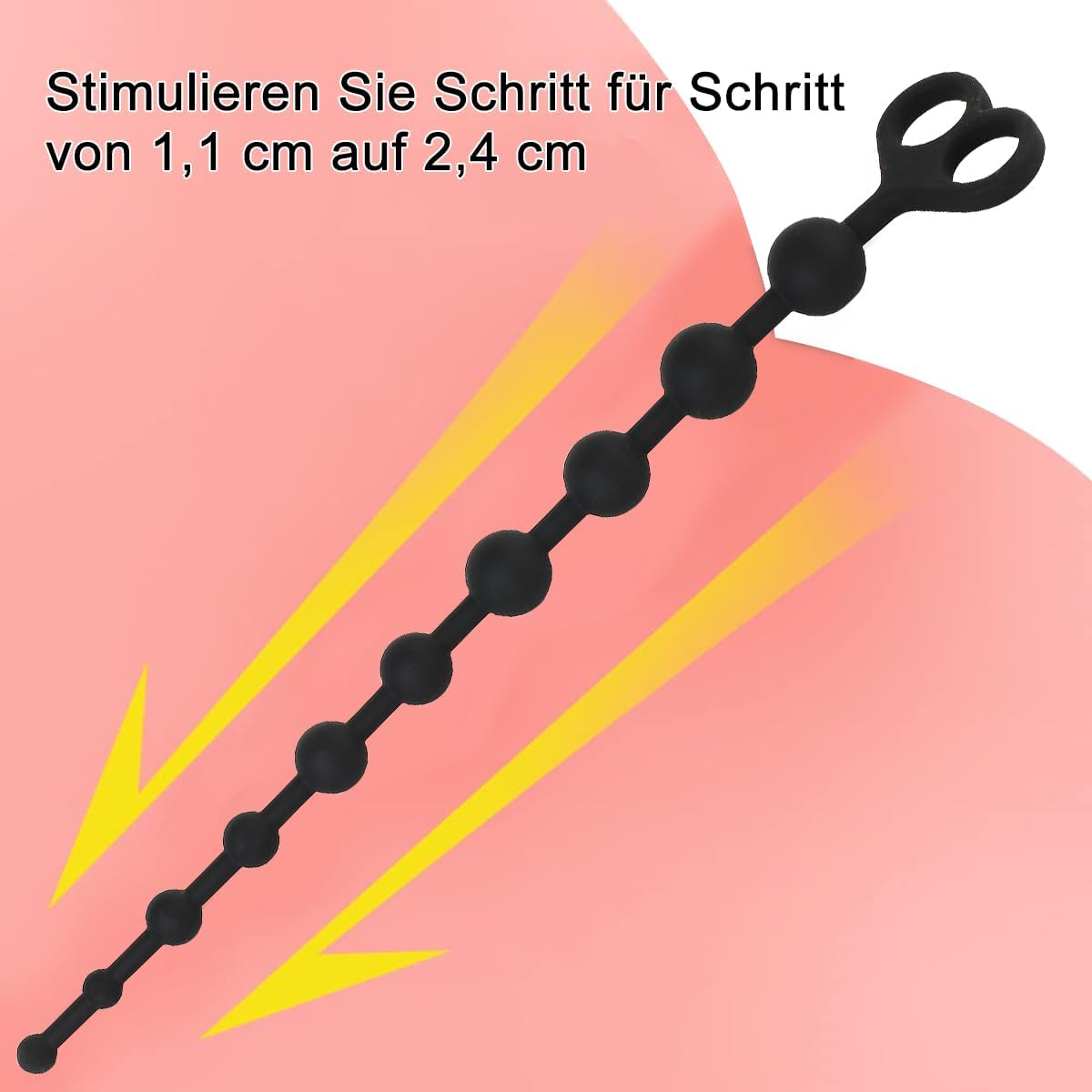35 cm Silicone Chain, Silicone Balls, Chain with 10 Balls, Long Balls, Butt Plug, Waterproof Anus Masturbator, Sex Toy for Men and Women (10 Diameter 1.1 - 2.4 cm) – Bild 2