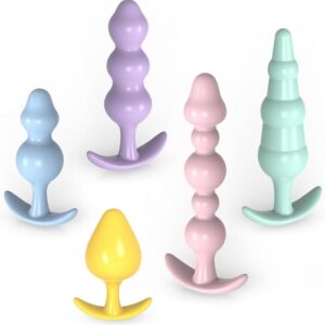 BDSMJOY 5 x Balls Butt Plug, Plug Chain with Beads for Men and Women, Plug Set, Sex Toy for Women, Extreme