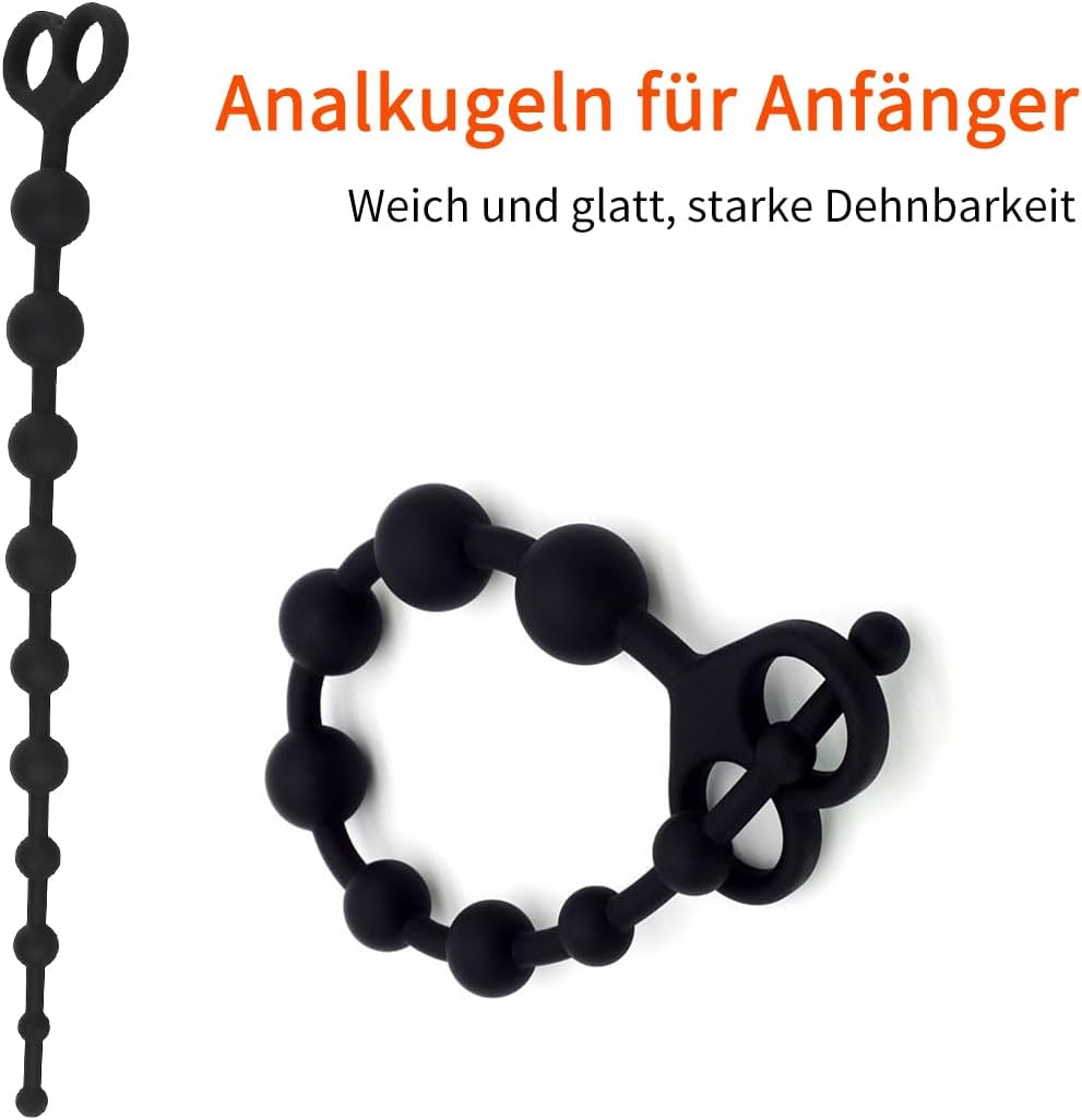35 cm Silicone Chain, Silicone Balls, Chain with 10 Balls, Long Balls, Butt Plug, Waterproof Anus Masturbator, Sex Toy for Men and Women (10 Diameter 1.1 - 2.4 cm) – Bild 3