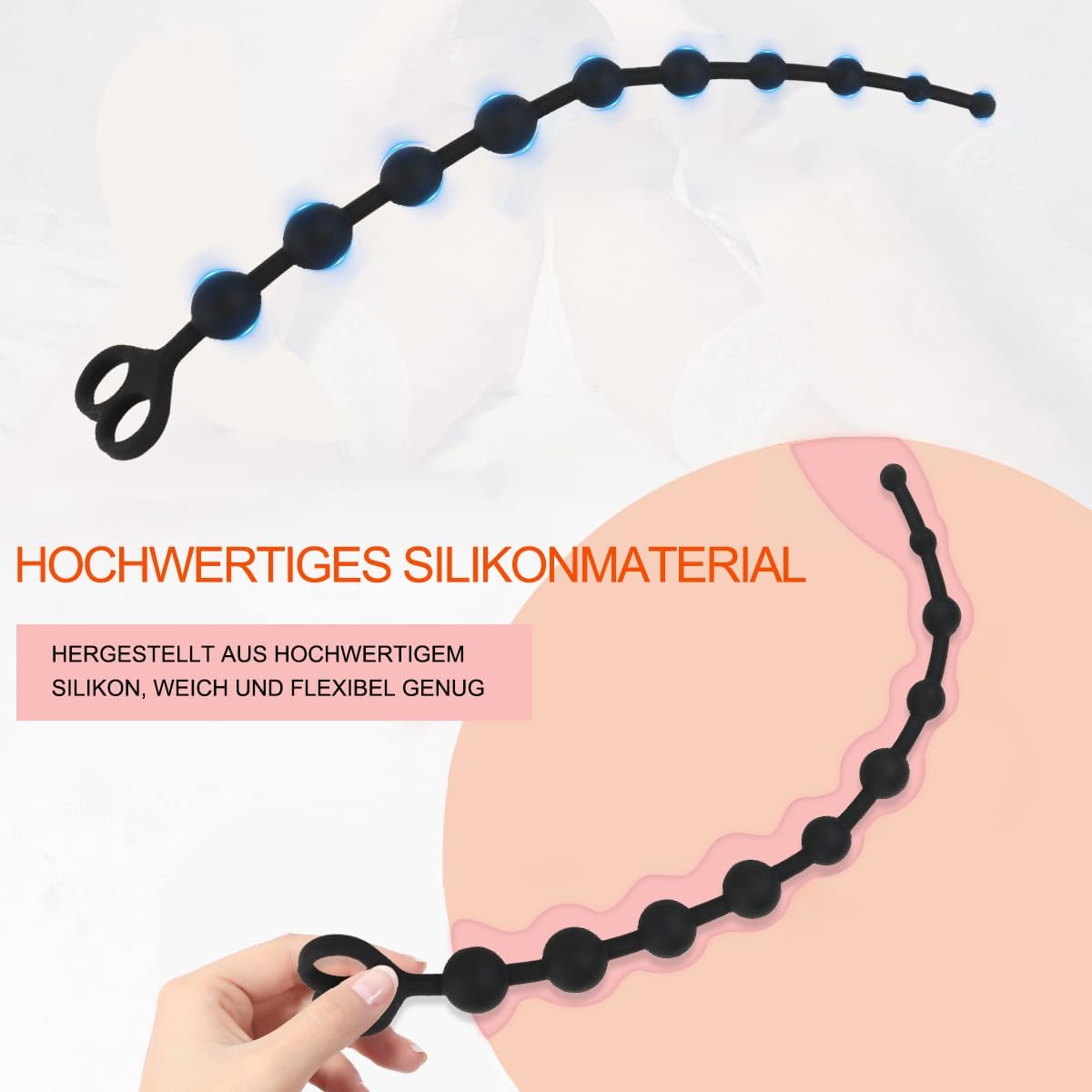 35 cm Silicone Chain, Silicone Balls, Chain with 10 Balls, Long Balls, Butt Plug, Waterproof Anus Masturbator, Sex Toy for Men and Women (10 Diameter 1.1 - 2.4 cm) – Bild 4