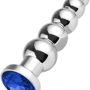 SXOVO Metal Plug with Gemstone Anus Beads Masturbator 5 Balls Balls Sex Toy Dildo for Women and Men