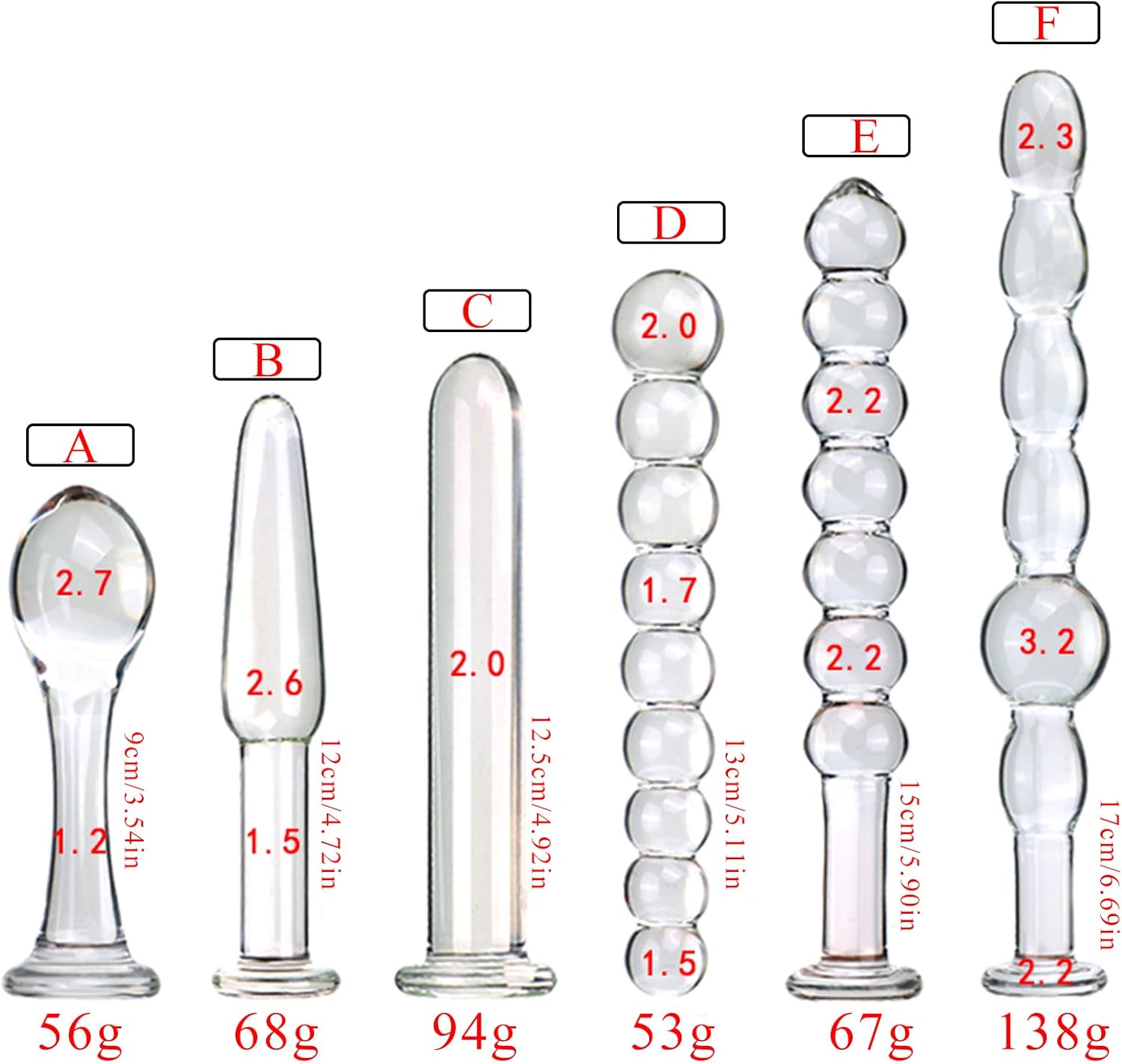 Glass Plug Balls G-Spot Stimulator 7 Sizes Dildo Massage Masturbation Butt Plug SM Sex Toy for Men, Couples (6 Set) – Bild 2