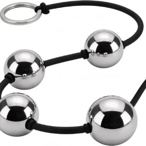 Metal Balls Love Balls Chain 30 mm Metal for Beginners Fetish | Metal balls with 4 sex balls and silicone rope. Ideal for training & stimulation. For men and women.