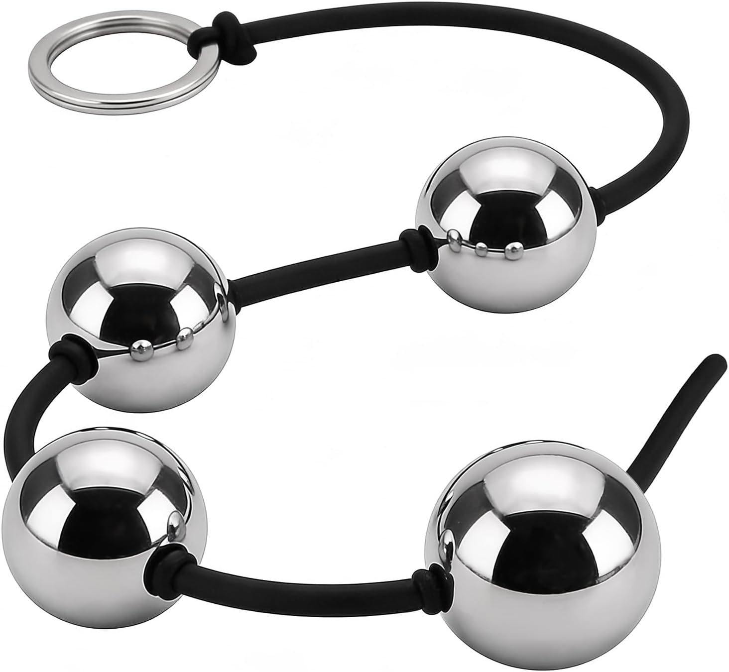 Metal Balls Love Balls Chain 30 mm Metal for Beginners Fetish | Metal balls with 4 sex balls and silicone rope. Ideal for training & stimulation. For men and women.