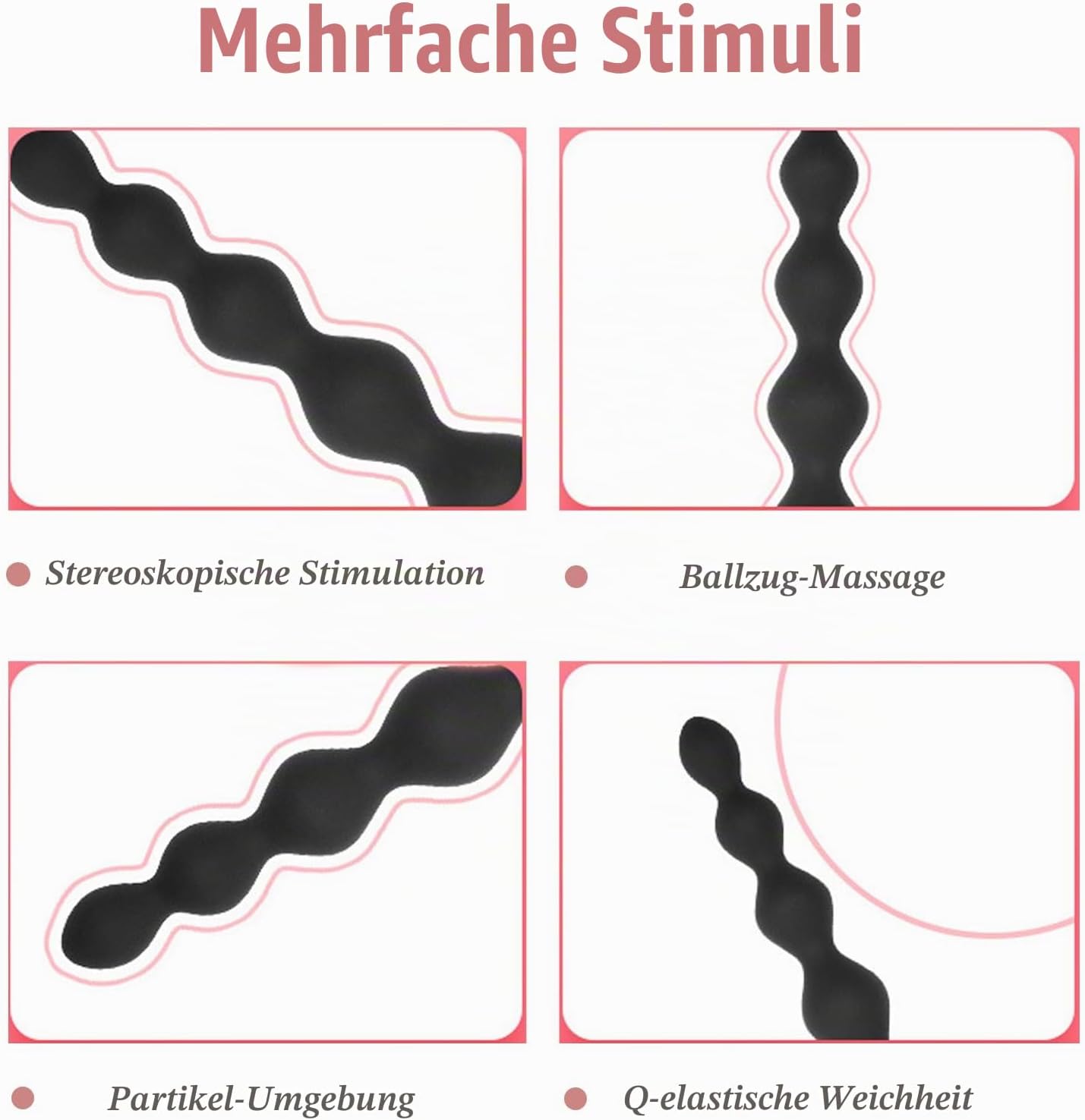 Silicone Butt Plug with 7 Balls, Silicone Balls Bendy, Butt Plug, Plug, Chain, for Sexual Stimulation Gradually, Men, Women, Couples, SM Sex Toy – Bild 3