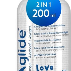 Joydivision AQUAglide 2-in-1, 200 ml, Water-Based Massage & Lubricant, Transparent and Odourless, Oil-Free Lubricant & Compatible with Latex Condoms