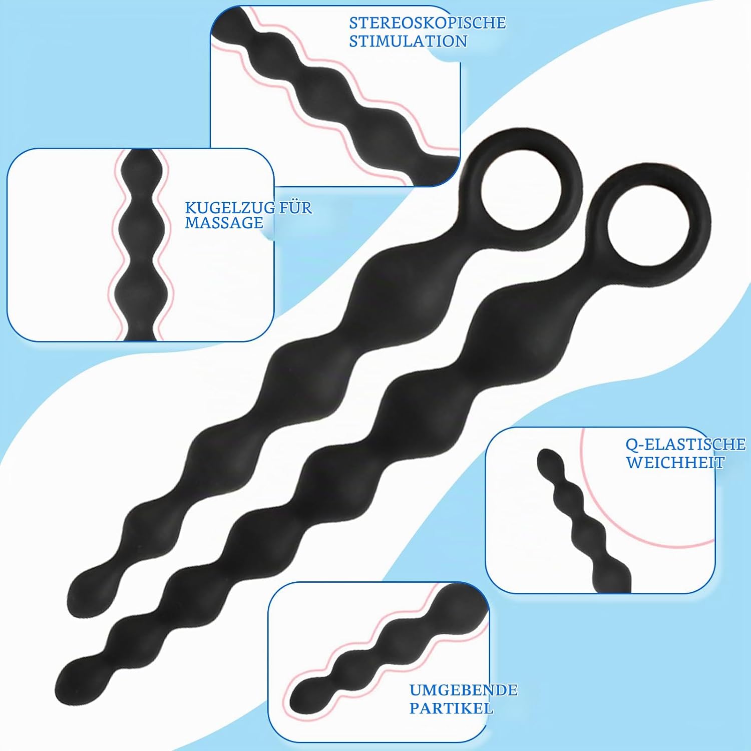 BDSMLOVE Plug Silicone for Women Men, 2 Pieces Butt Plug Balls Chain Plugs Sex Toy Toys Sex Toy for Women Extremely Hard Sex Toy for Couples Extreme Sex – Bild 4
