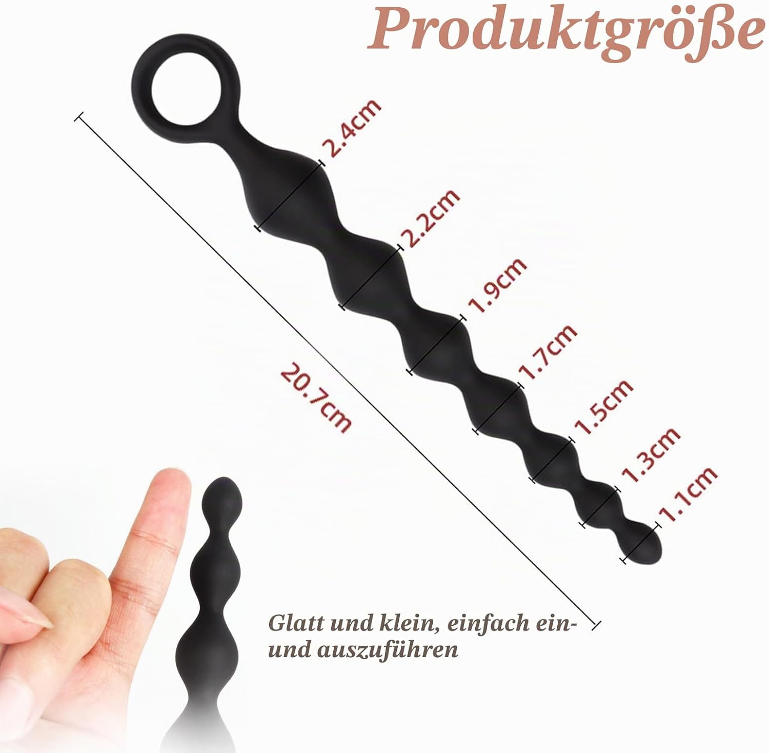 Silicone Butt Plug with 7 Balls, Silicone Balls Bendy, Butt Plug, Plug, Chain, for Sexual Stimulation Gradually, Men, Women, Couples, SM Sex Toy – Bild 2