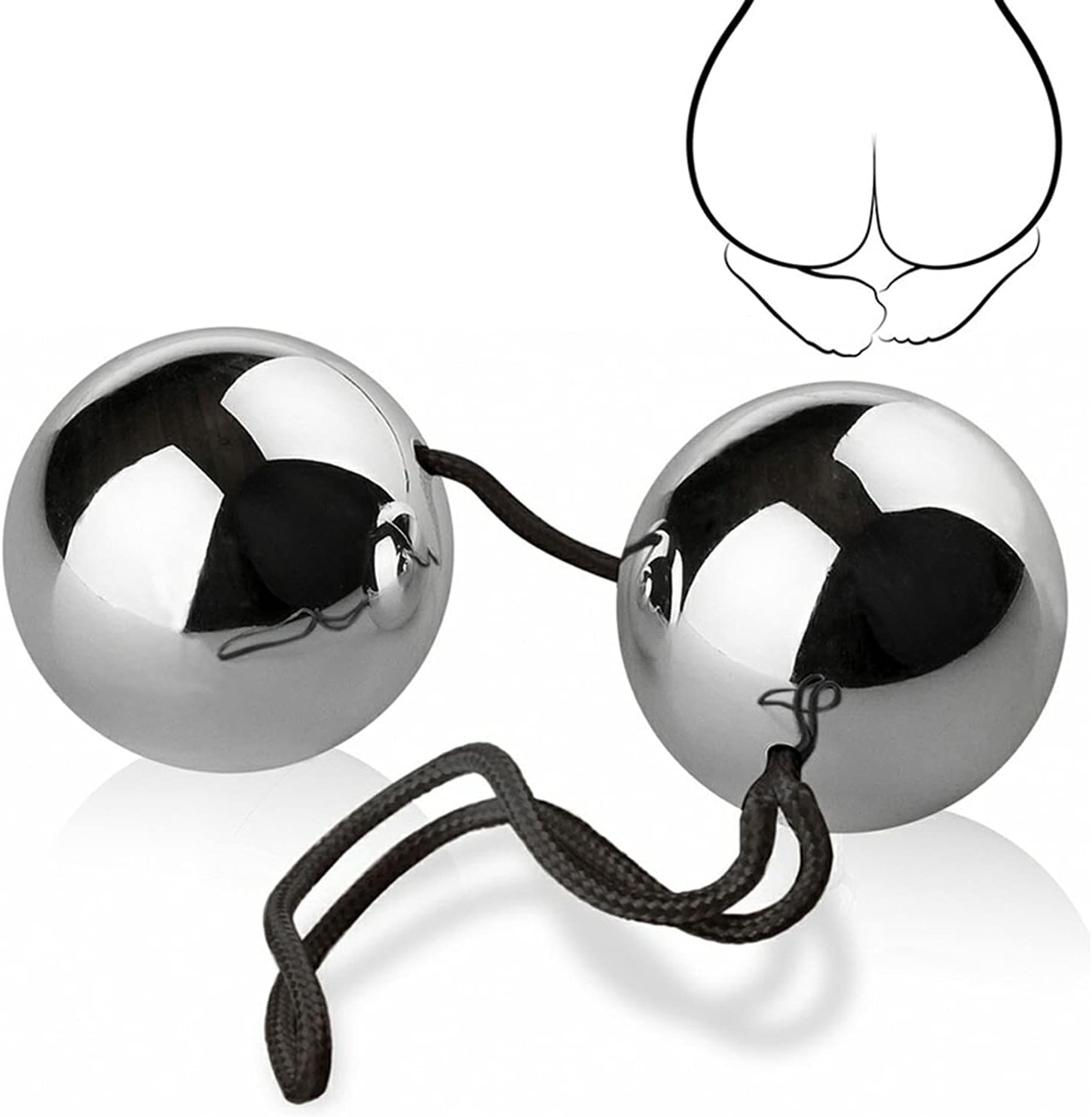Stainless Steel Beads Vaginal Balls Chain with 2 Balls G Spot Anus Dilator Balls Metal Beads SM Sex Toys for Women Men Couples Beads Diameter 30 mm