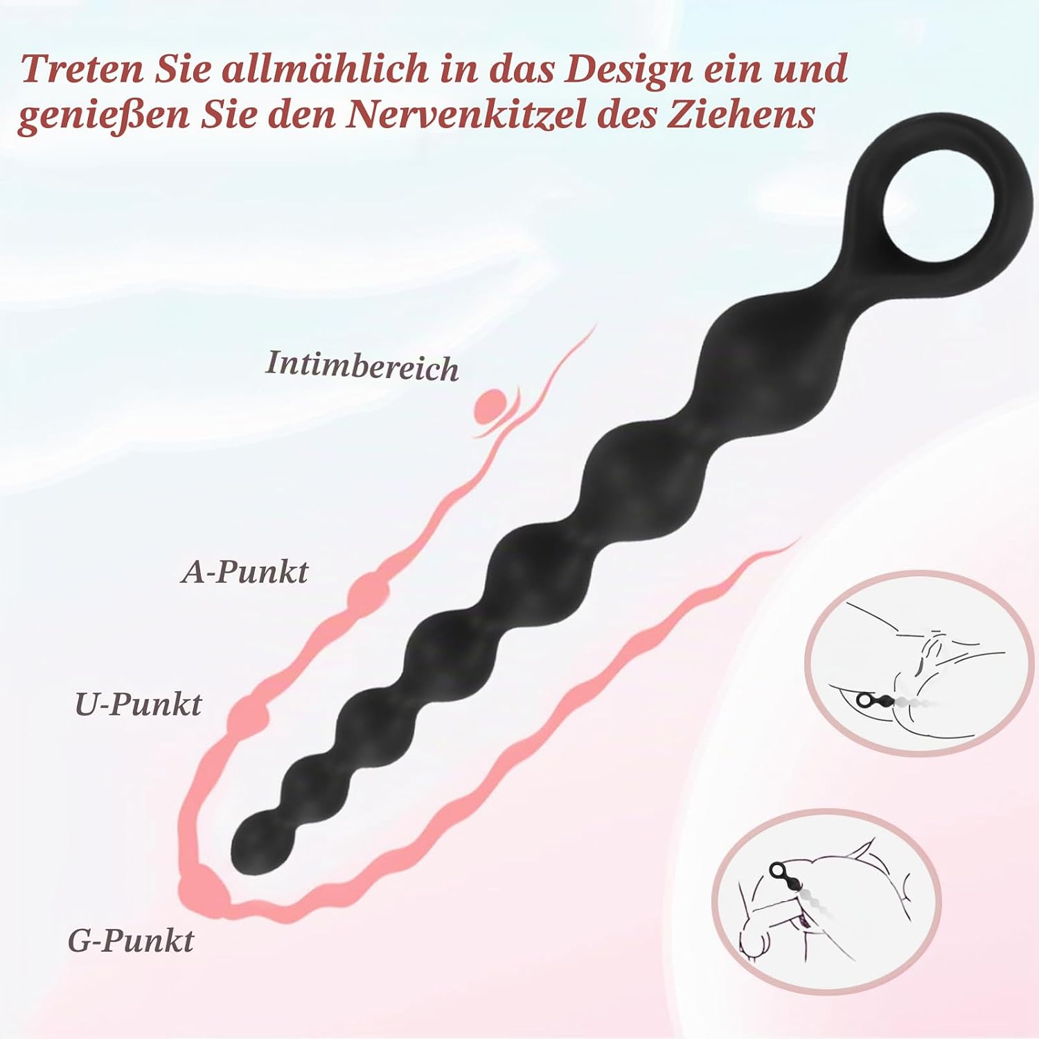 Silicone Butt Plug with 7 Balls, Silicone Balls Bendy, Butt Plug, Plug, Chain, for Sexual Stimulation Gradually, Men, Women, Couples, SM Sex Toy – Bild 5