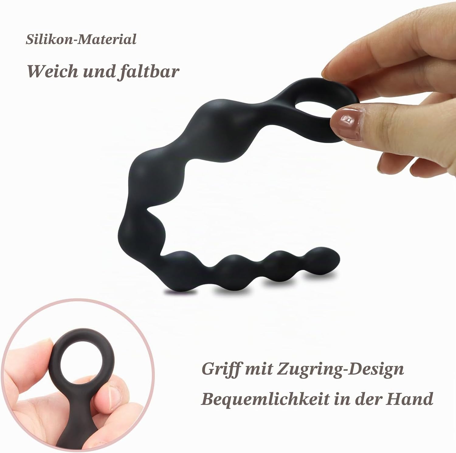 Silicone Butt Plug with 7 Balls, Silicone Balls Bendy, Butt Plug, Plug, Chain, for Sexual Stimulation Gradually, Men, Women, Couples, SM Sex Toy – Bild 4