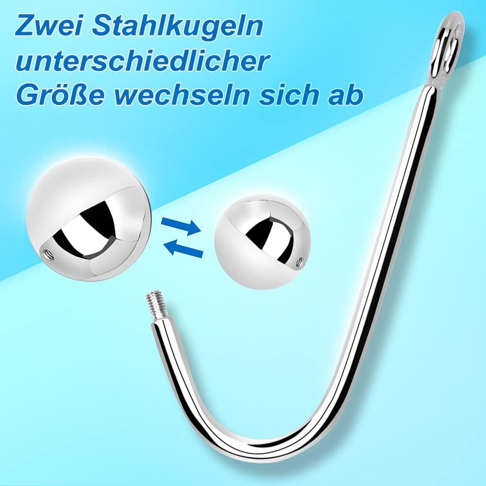 Roluck Hook with 2 Interchangeable Balls Stainless Steel Hook for Men Women Toy – Bild 2