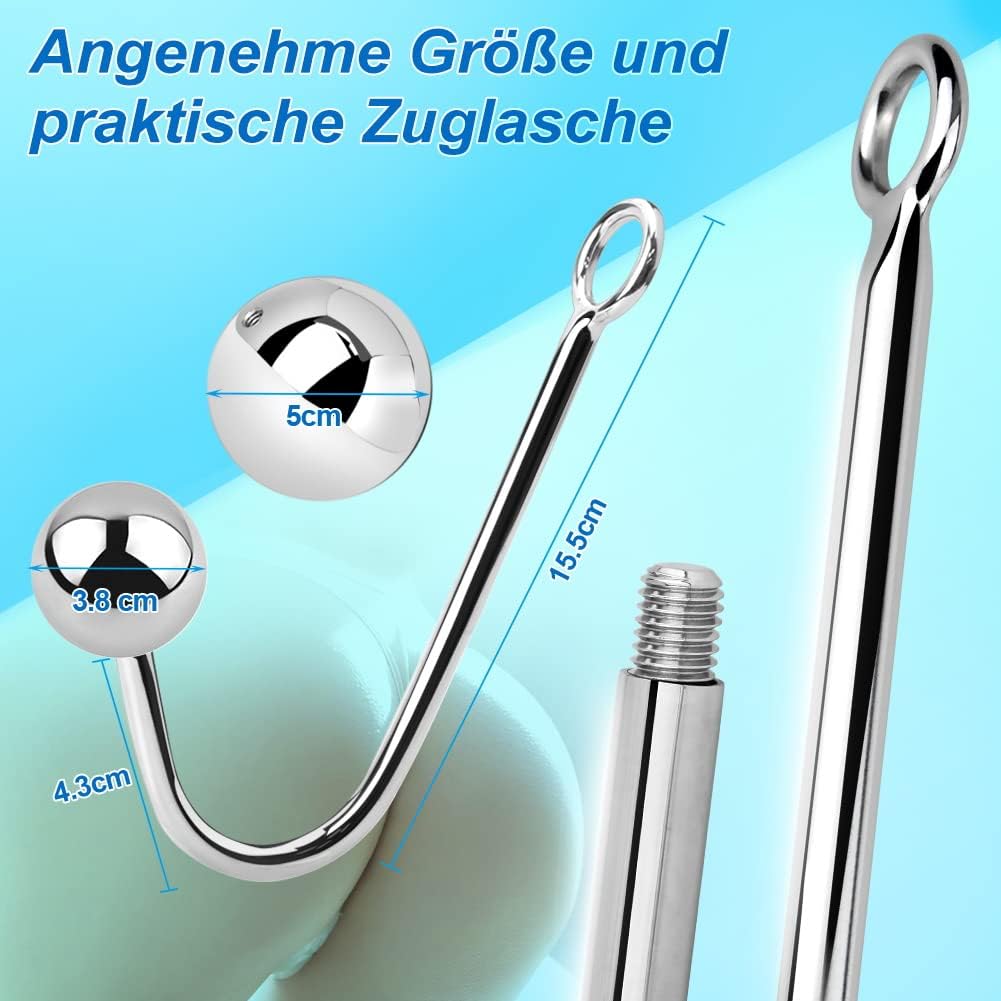 Roluck Hook with 2 Interchangeable Balls Stainless Steel Hook for Men Women Toy – Bild 4